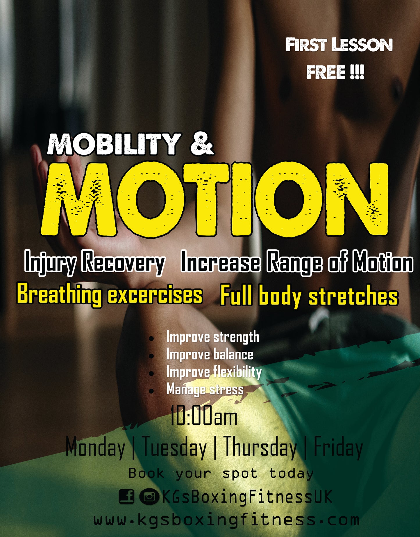 Mobility & Motion Move Better, Feel Stronger @ 10:00am